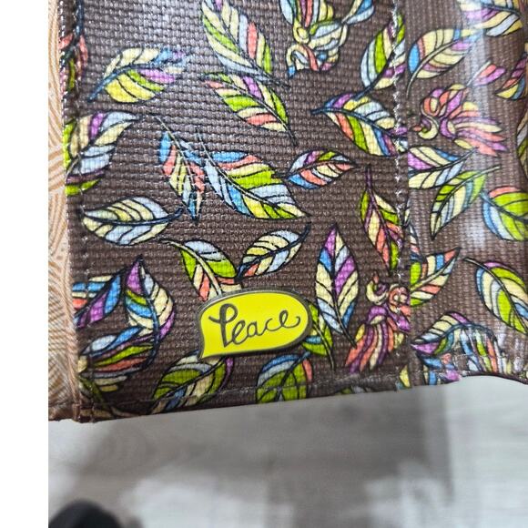 sakroots Nature Gold Glitter Trifold Wallet Multicolor Embroidered Feathers - Picture 8 of 10